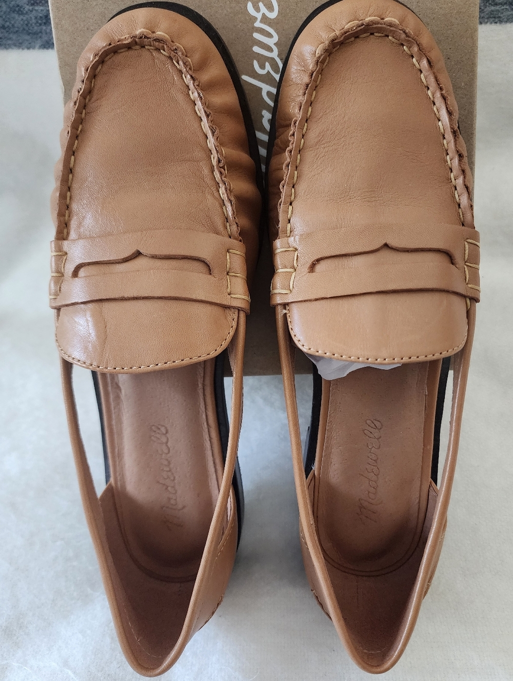 Madewell Cutout Loafers In Vachetta Leather Size 8, Style NK672